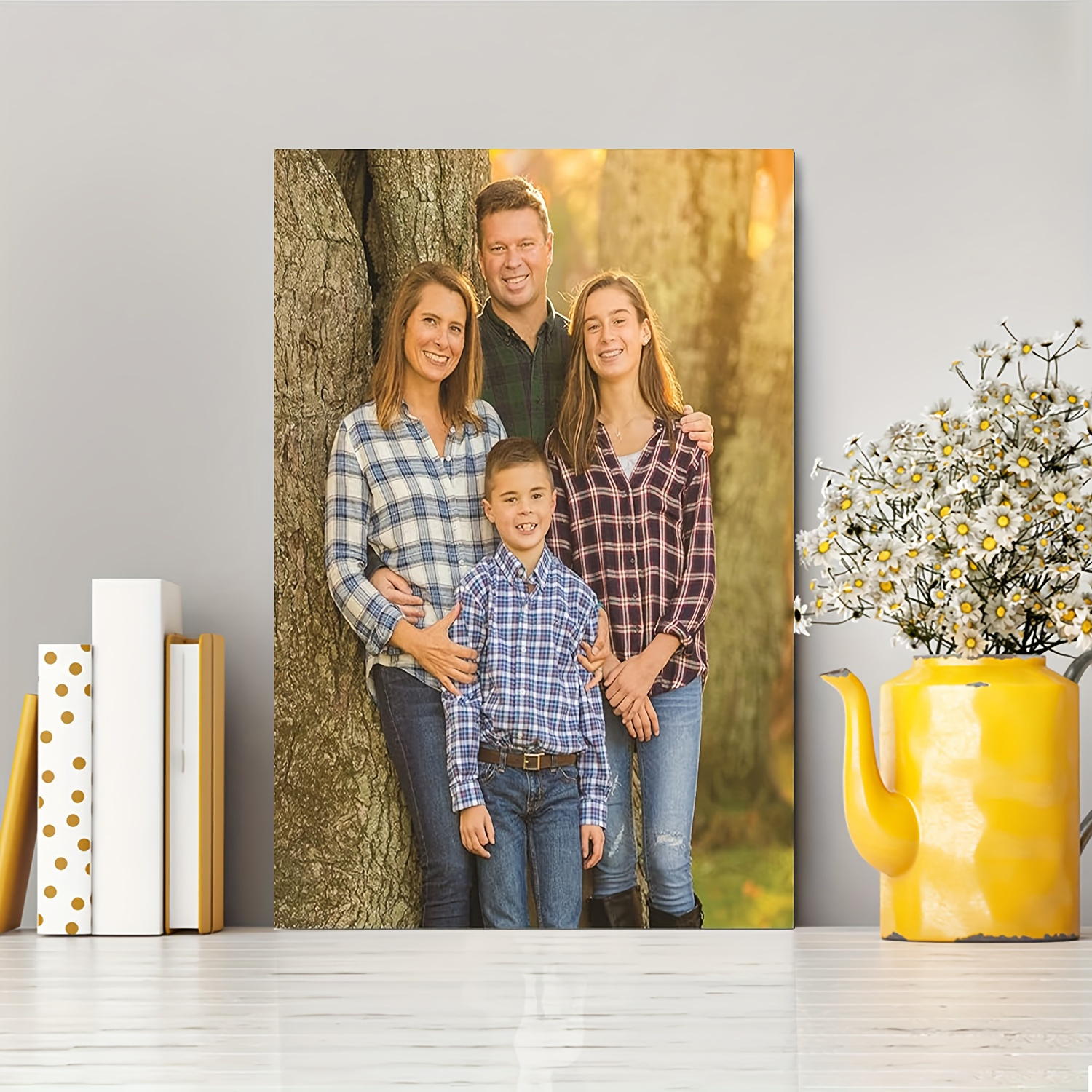 

Personalized Wooden Framed Canvas Art - Perfect Family Photo Poster, Ideal For Birthdays & Weddings, Home Office Wall Decor, 11.8x15.7 Inches