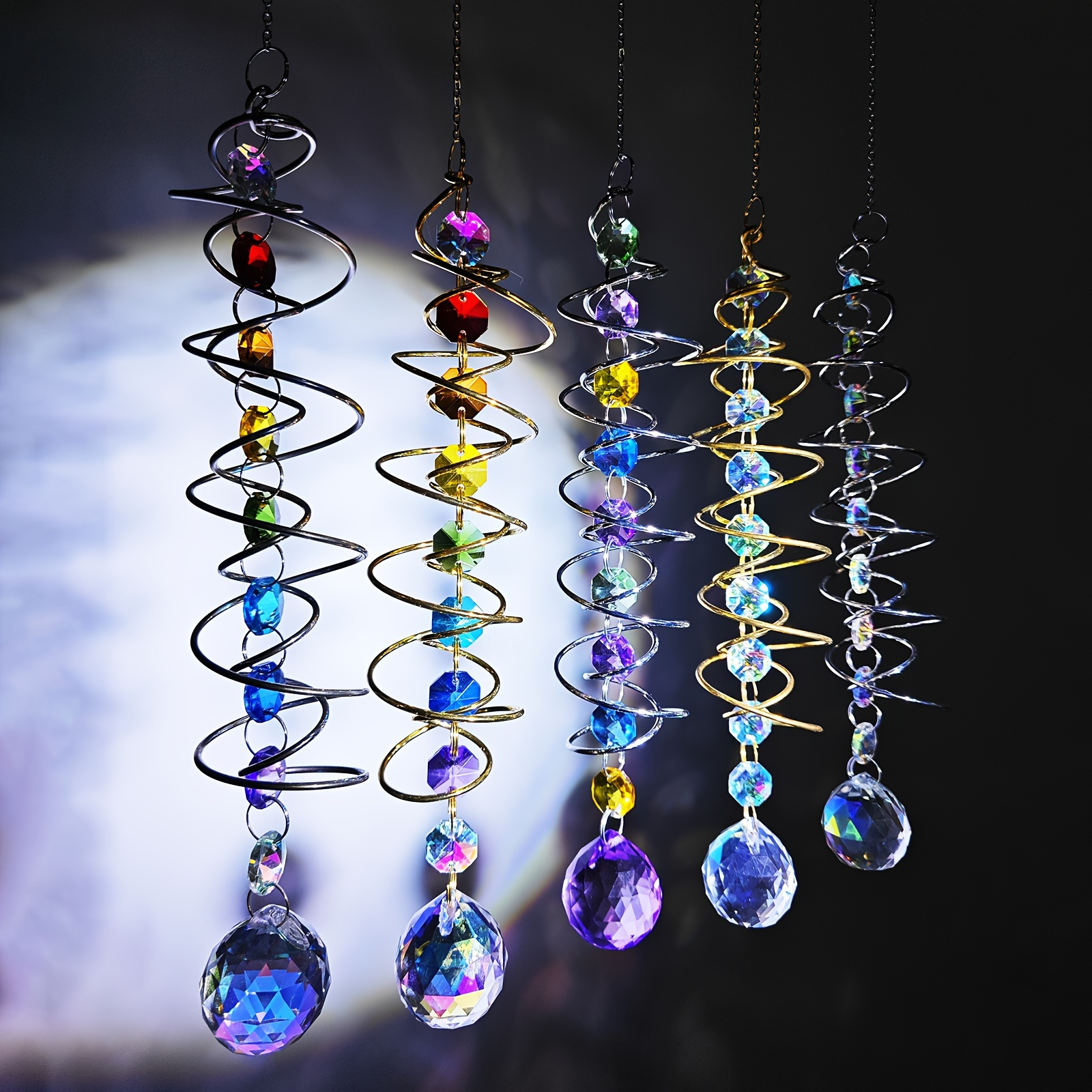 

1pc Crystal Spiral Suncatcher - Rainbow Maker Hanging Ornament For Wedding Decor, Elegant Twist Design Sun Catcher Without Electricity Use