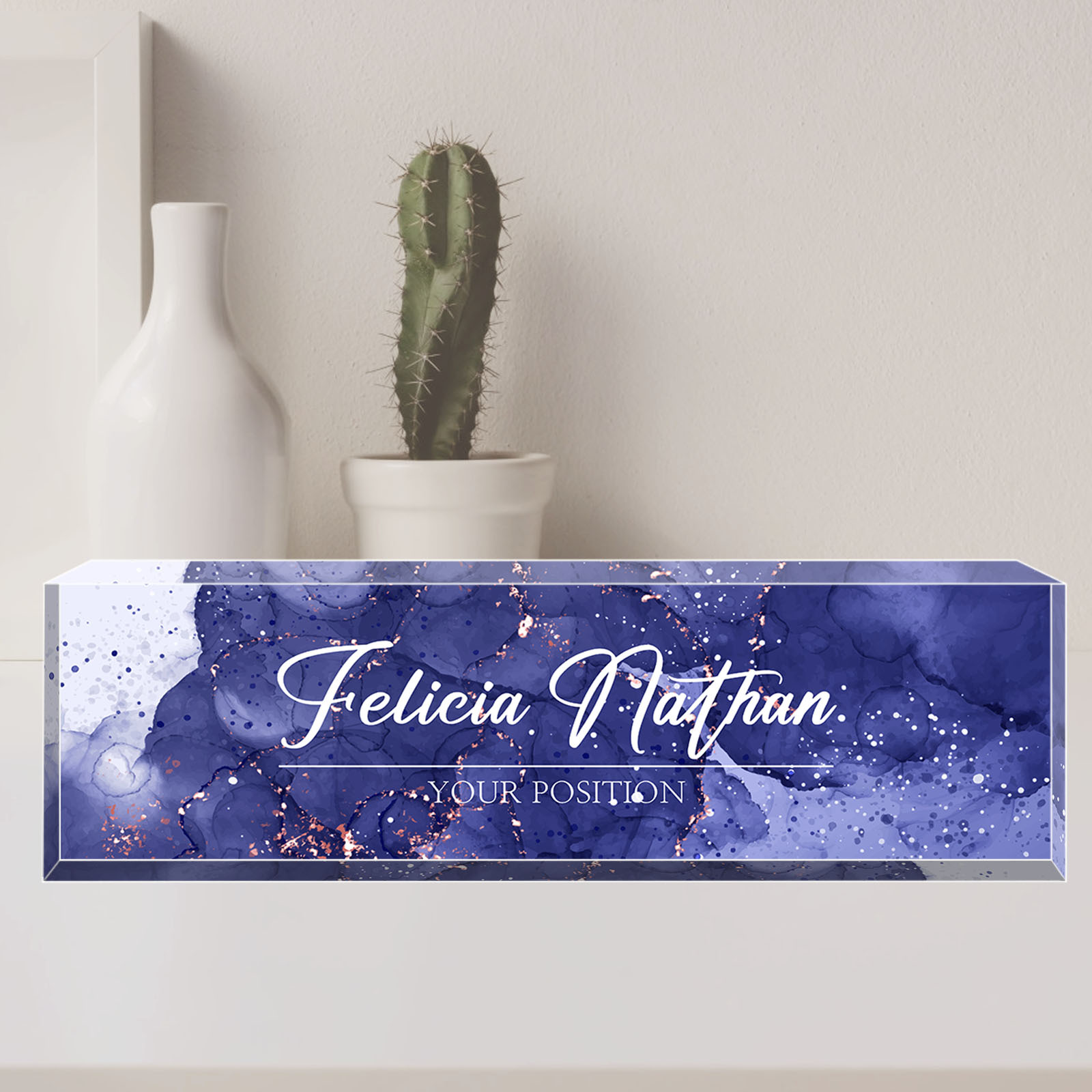 

Personalized Acrylic Desk Name Plate - - Your Position - Wedding, Birthday, Retirement, Christmas, Easter, Thanksgiving, New Year, General Occasions - No Feather - No Power Required