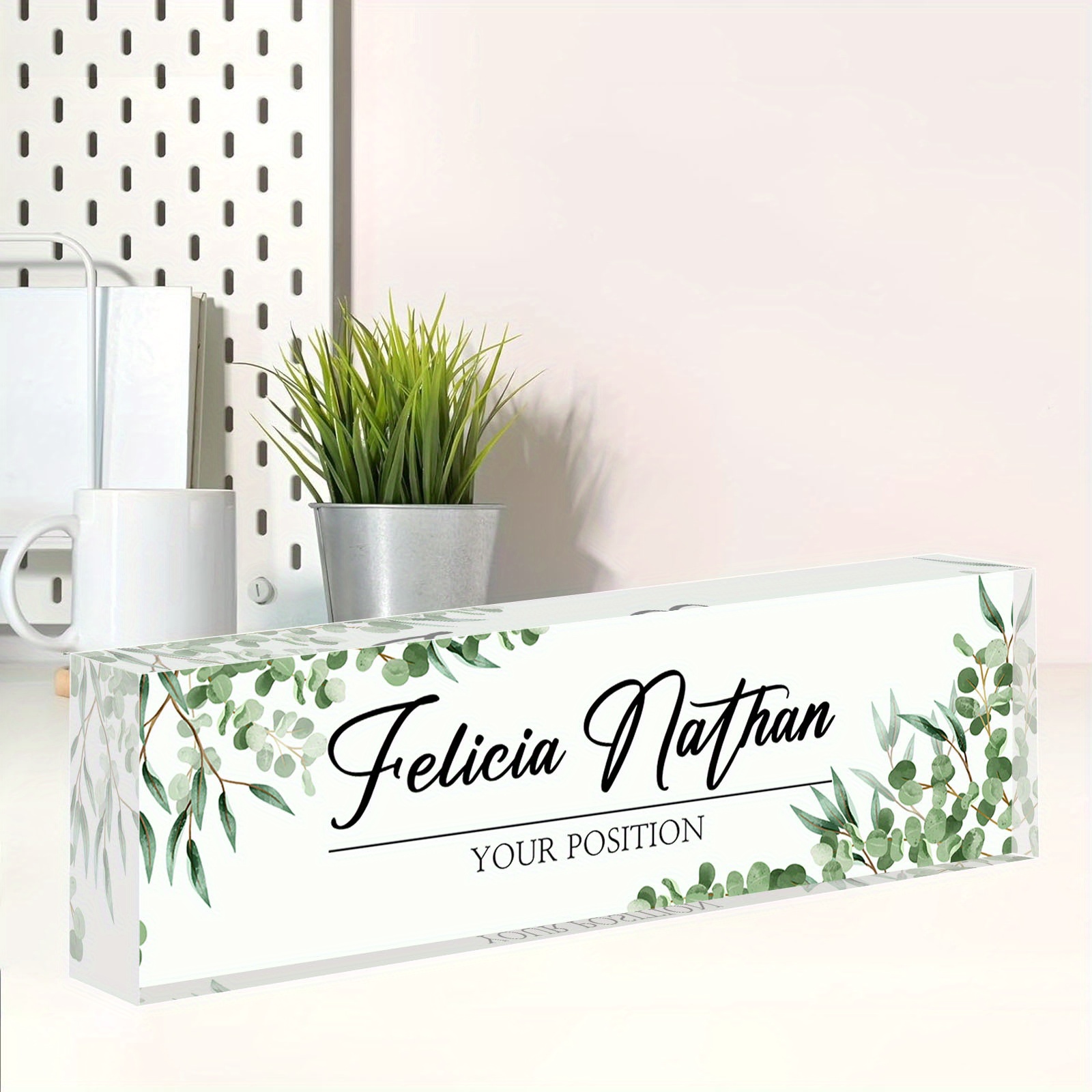 

1pc Personalized Acrylic Desk Name Plate - Custom Office Nameplate For Desk With - For Weddings, Birthdays, Retirement, And Gifting - Ideal For Christmas, Easter, Thanksgiving, New Year Gifts