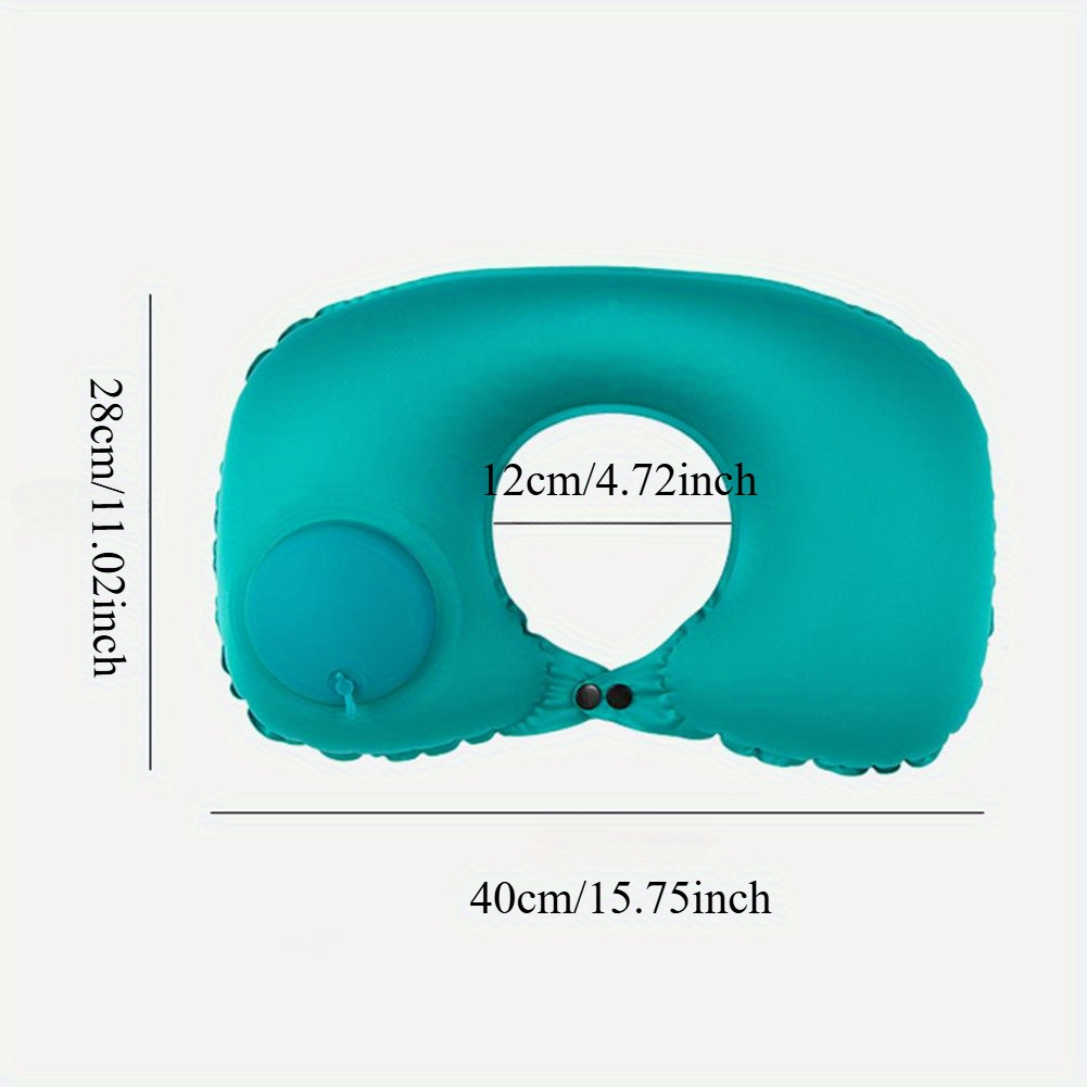 1pc Flocking Inflatable U-shaped Pillow Press Inflatable Portable Travel Neck Pillow Train Airplane Pillow Outdoor Travel Inflatable Pillow