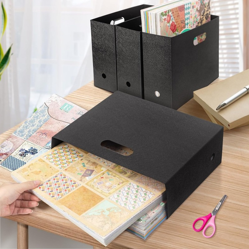 

Foldable Black Plastic Storage Box For School & Office - Versatile Organizer For Documents, Scrapbooking & Home Use Scrapbook Storage Scrapbook Paper Storage Organizer