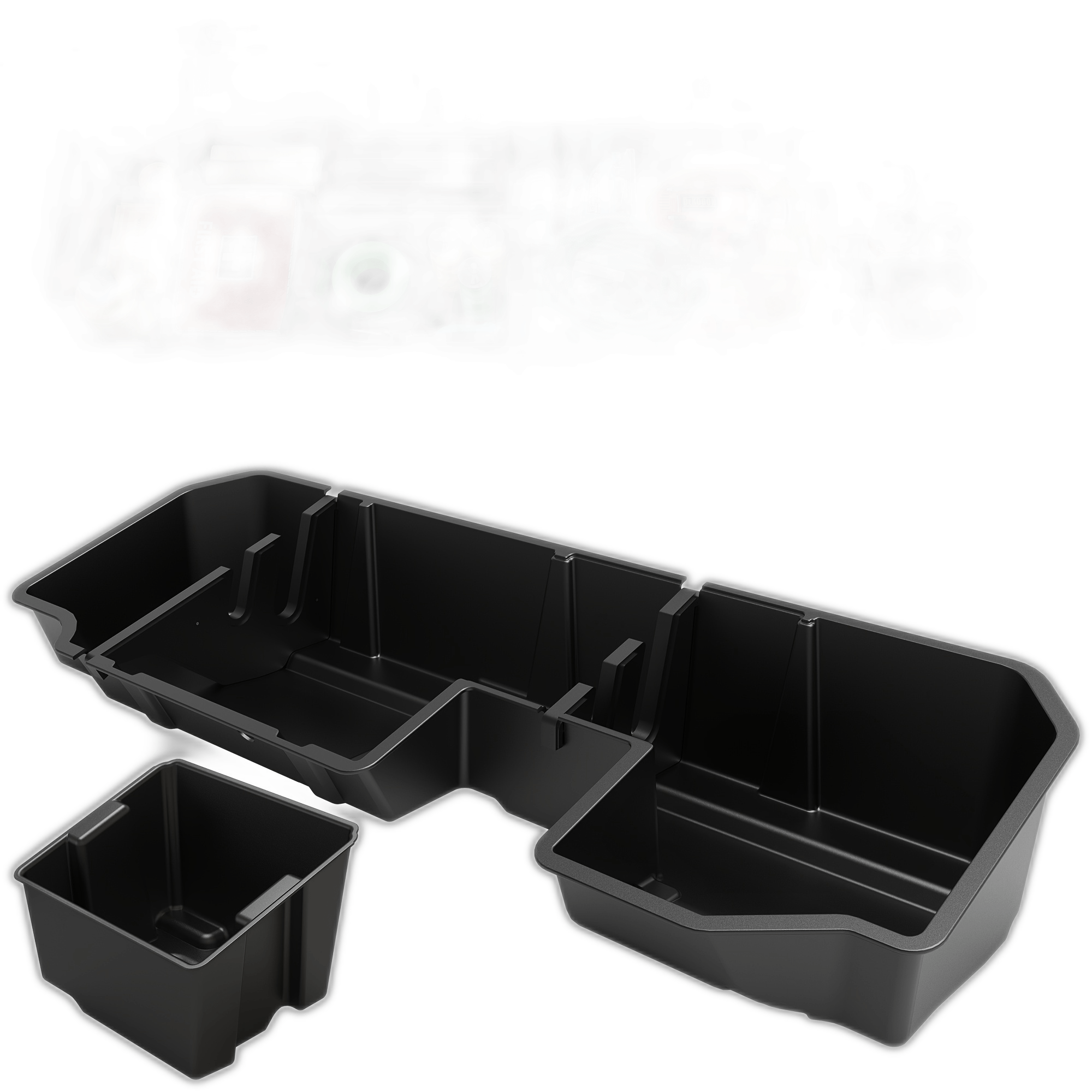 

Under Seat Storage Box For For 1500 2019-2024 Double Cab & Crew Cab Car Interior 2-in-1 Underseat Consoles Tool Box Black