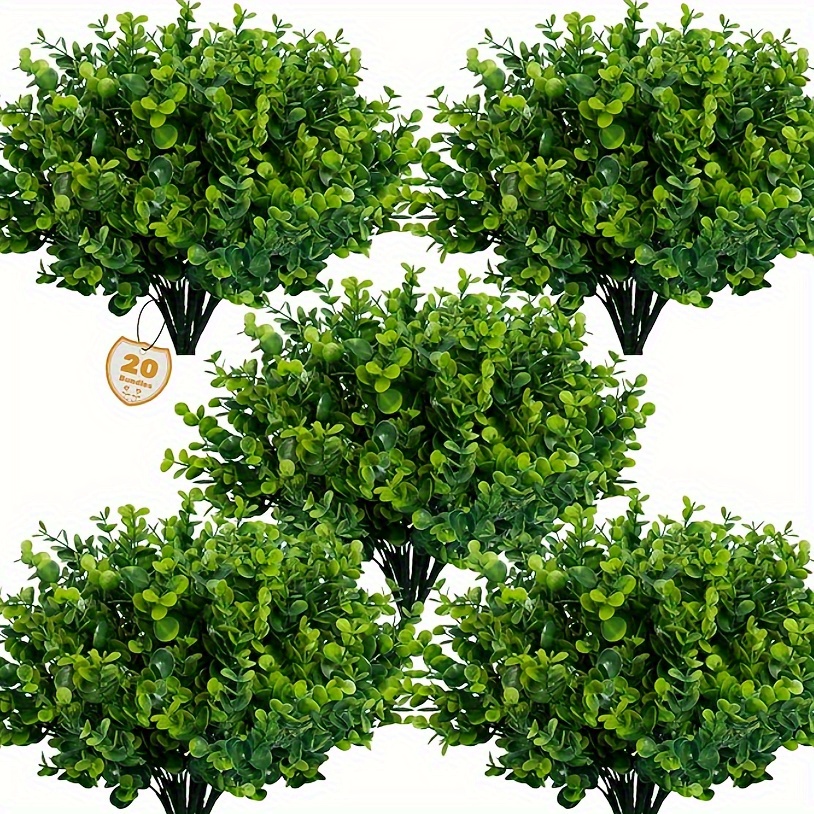 

20 Pcs Set Of Uv Resistant Artificial Boxwood Shrubs For Outdoor And Interior Decoration - Perfect For Wedding, Home, Garden, And Office