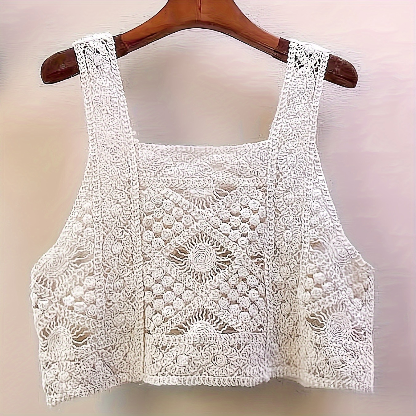 

Girl's Trendy Boho Style Crochet Knit Hollow Out Vest Top, Sleeveless, Tank Top, Casual Summer Wear