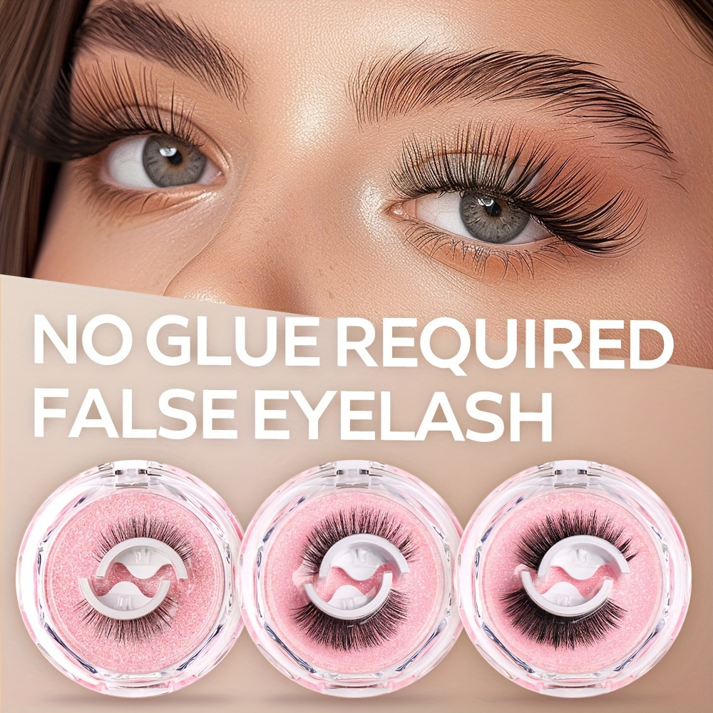 

3-pack Natural False Eyelashes Kit, Reusable Self -adhesive 0.07mm C Lashes