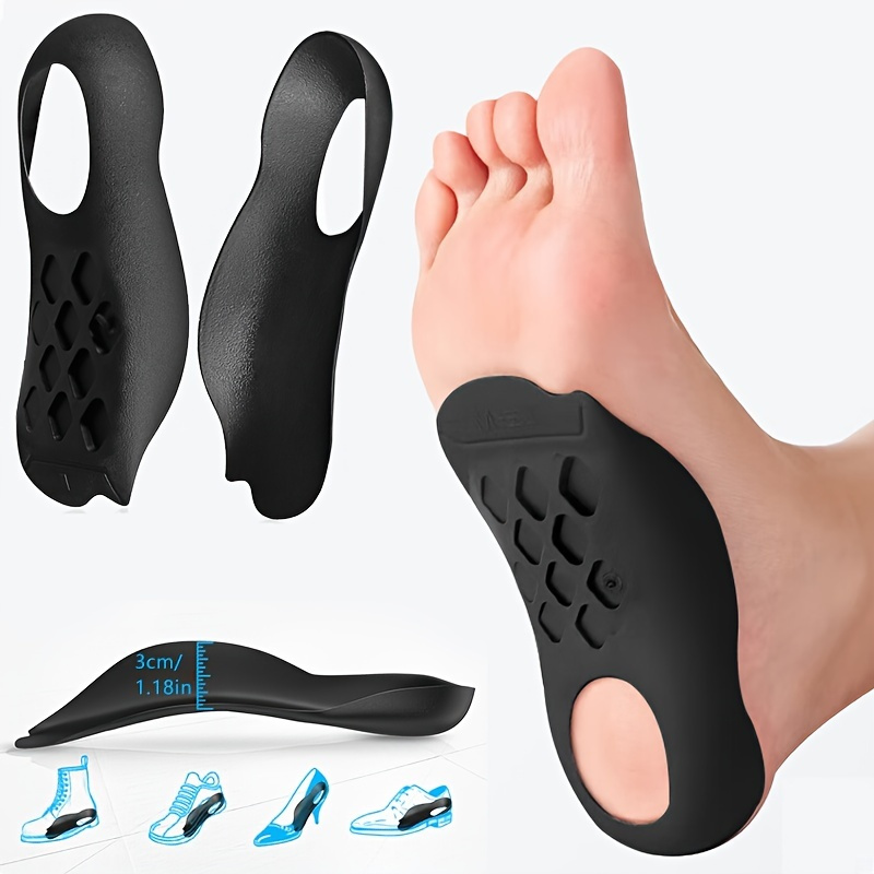 plantar orthotic insoles for men and women 2pcs tpu arch support and heel correction half insole foot pads for flat feet foot arch collapse and o x legs hand washable rubber insoles with massage zone details 1