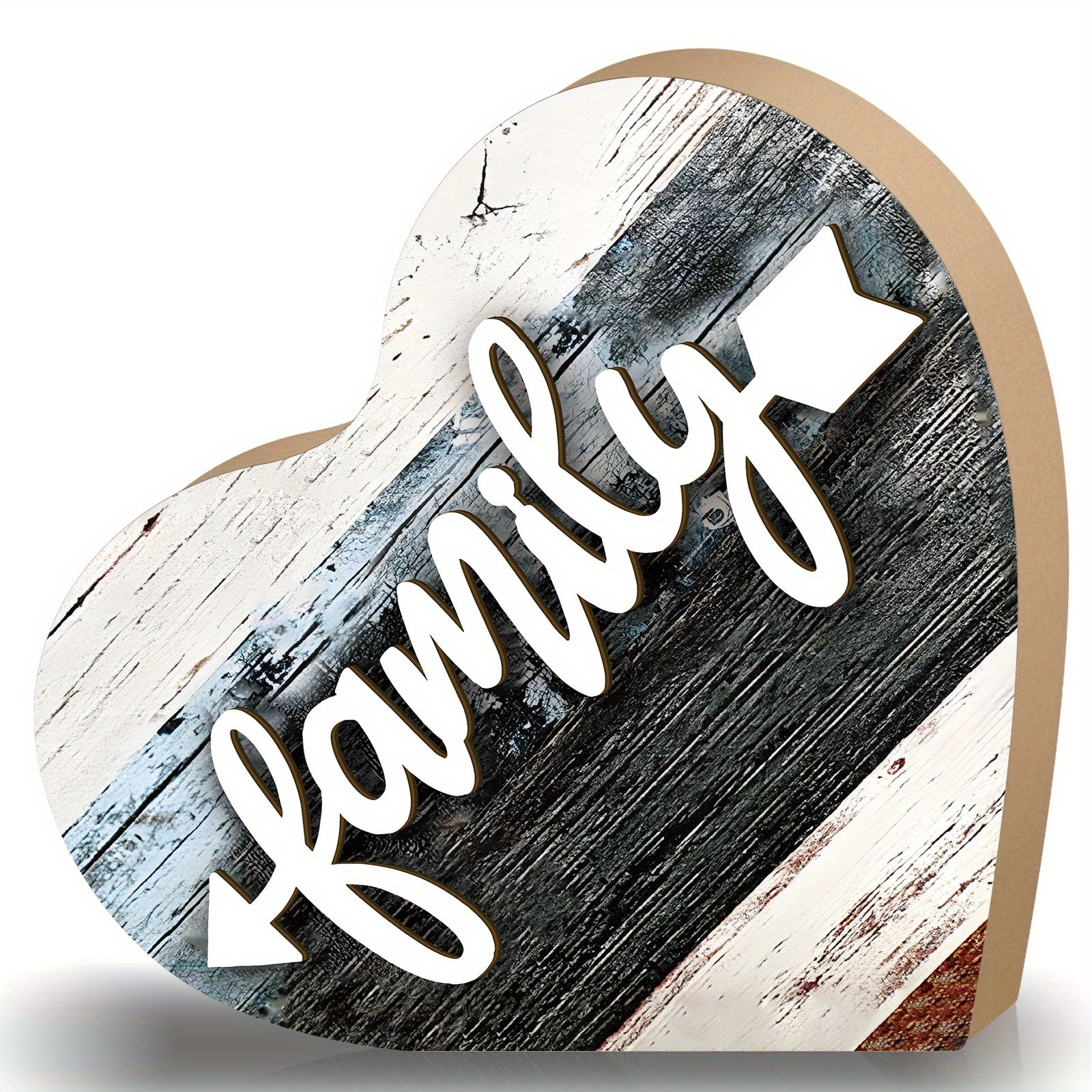 

1pc Heart-shaped Wood Ornaments - Vintage Country Paint Peeling Style Wall Tabletop Decorations, Holiday Party Decorations Suitable For Living Room Bedrooms, Halloween Thanksgiving Christmas Gifts