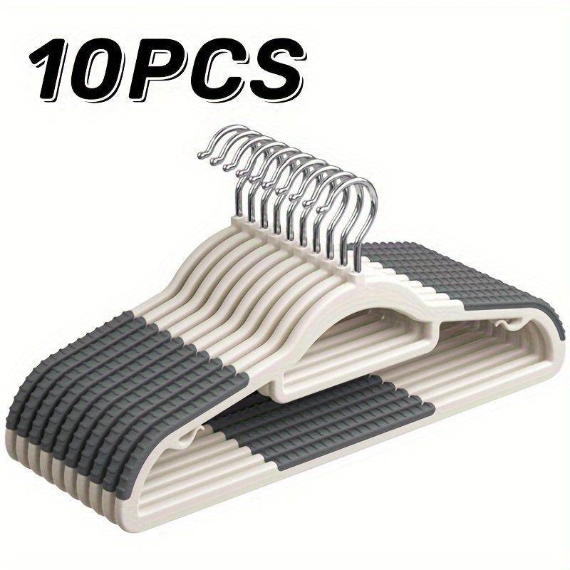 

10-pack Plastic Clothes Hangers With Oil Rubbed Finish - Non-slip, Heavy Duty, Space-saving Design With 360° Swivel Hook