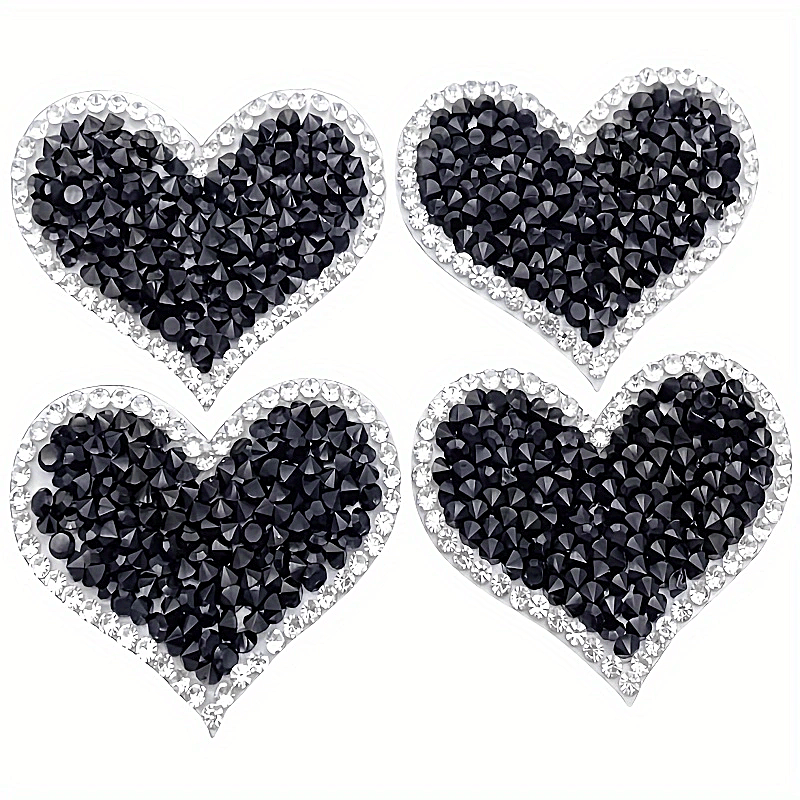 4pcs/bag, Heart-shaped Peach Water Diamond Hot Melt Adhesive Hot Water Diamond Patch Clothing Additions, Decorative Shoes And Hats Additions