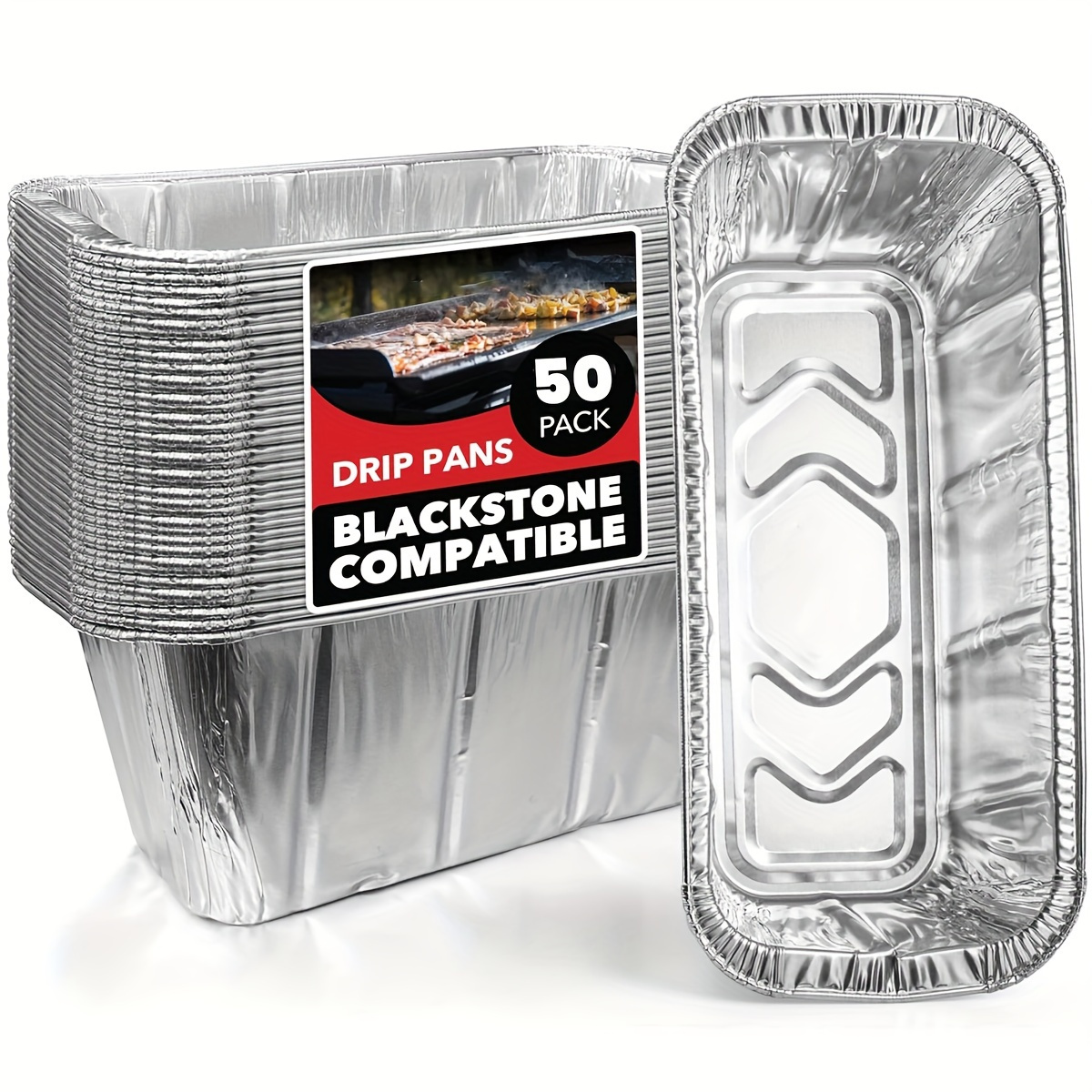 

25/50 Piece Leak-proof Aluminum Foil Liners For Blackstone Griddle - Easy Clean Disposable Grease Cups, Fits 17", 22", 28", 36" Models