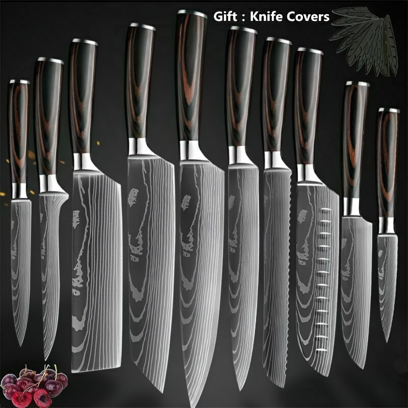 

10-piece Premium Kitchen Knife Set - Razor-sharp, Ergonomic Pakkawood Handles - Durable High Carbon Stainless Steel - Comprehensive In Gift Box - Perfect Kitchen Gadgets Gift For Mom Or Dad