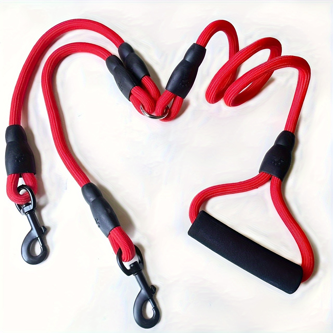 

Ergonomic Dual Dog Leash With Handle, 5ft Reflective Nylon Rope - Ideal For Walking , & Traction Lead