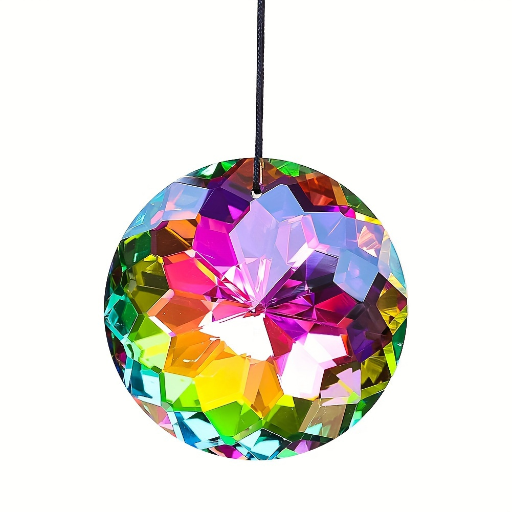 Image of 1pc Sun Catcher - Colorful Glass Prism Ball For Home & Outdoor Decor, Perfect For Weddings And Love-themed Spaces