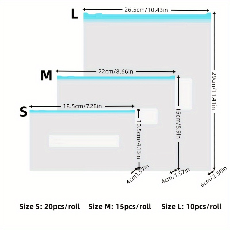 15/20 pcs Airtight Food Storage Bags - Fresh-Keeping, Zippered, and Sealed for Fruit, Grain, Vegetable, and Meat - Perfect Kitchen Organizers and Storage Solutions for Home Cooks and Chefs