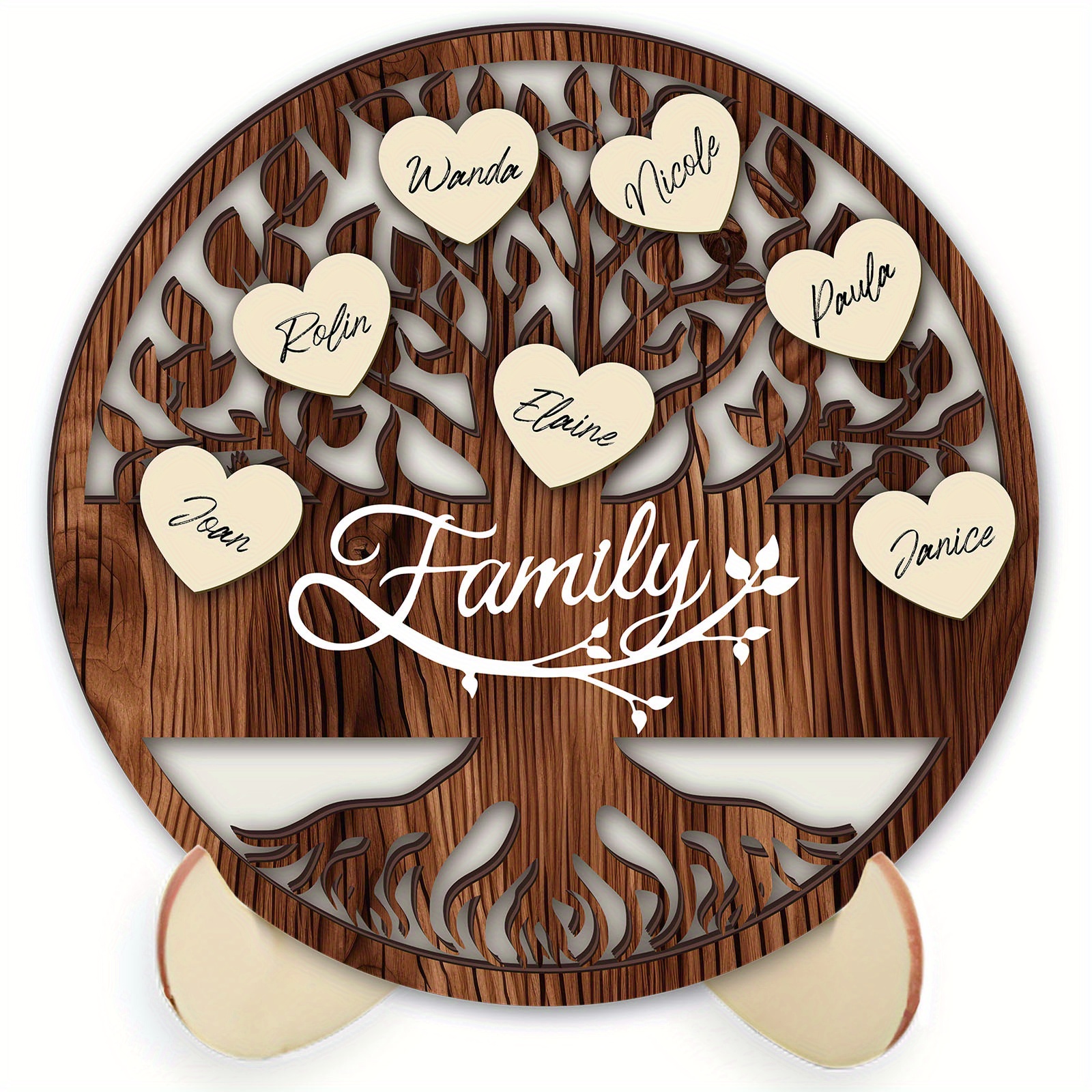 

3d Wooden Family Tree Wall Decor With 20 Heart Tags - Christmas, Birthdays, Weddings, Mother's Day & Thanksgiving Gifts For Grandparents And , Christmas Decor