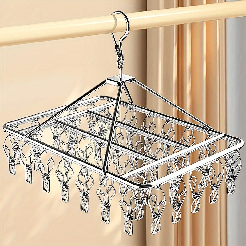 

Stainless Steel Clothespin Hanger: Perfect For Hanging Socks And Small Clothes In Your Home - Durable And Windproof
