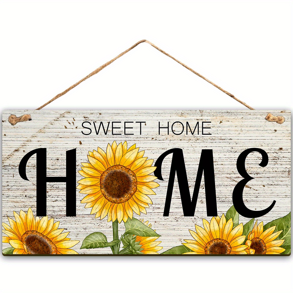 

2-piece Set, Rustic Wooden Sunflower Home Signs 11.8x6 Inches "sweet Home" Wall Art With Rope Hanger, Farmhouse Decor For Indoor & Outdoor Use