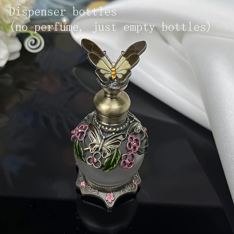 

Vintage Butterfly 15ml Essential Oil Perfume Bottle - Glass, Round, Metal Cap, Hand Wash Only Butterfly Perfume Bottle