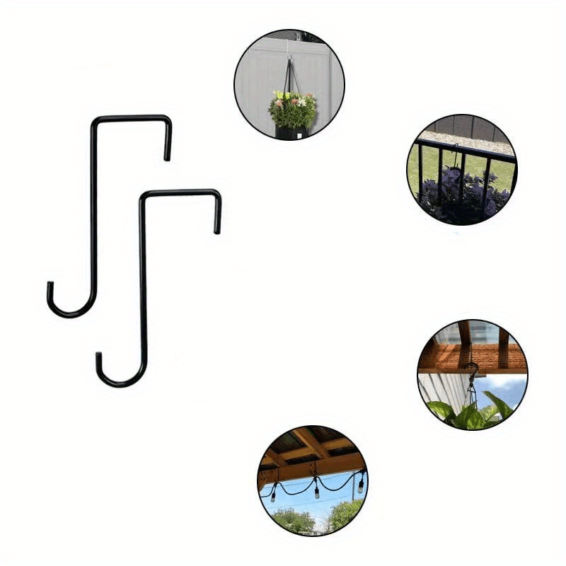 Black Metal Fence Hooks Hanging Baskets No drill Garden Temu