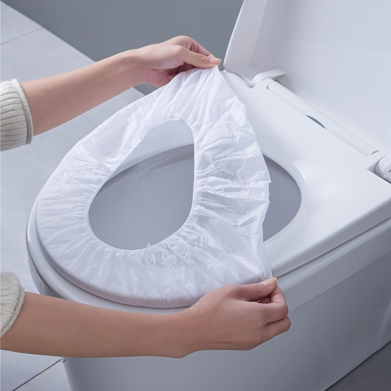 

10pcs Premium Hygienic Disposable Toilet Seat Covers - Fabric - Bathroom Essentials For Travel And Public Restrooms, Waterproof Protection Against Germs