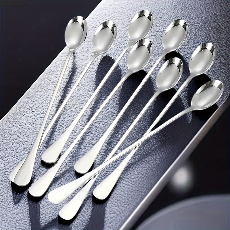 

Set Of 6 Stainless Steel Ice Tea Spoons With Long Handles - Perfect For Coffee, Iced Tea, And Desserts - Dishwasher Safe - Kitchen Accessories