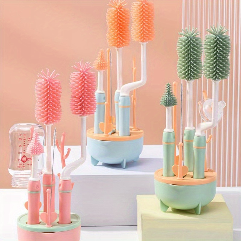 3pcs soft silicone container soothing item cleaning brush set     pp material   feeding essentials details 0