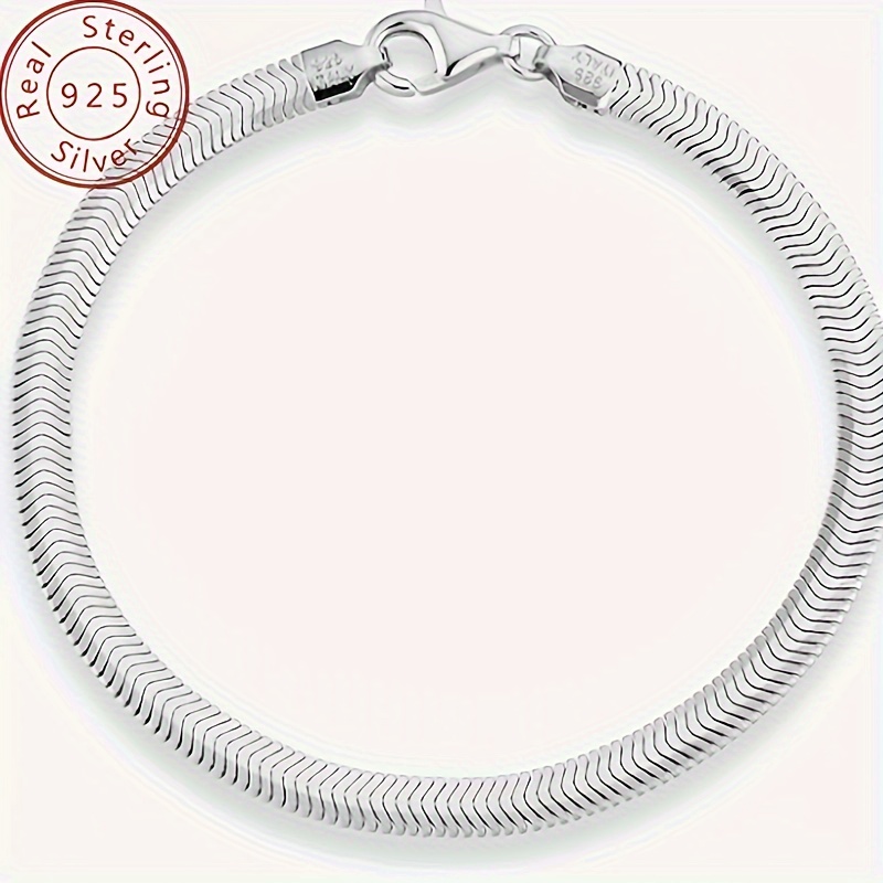 

1pc Exquisite 925 Sterling Silver Snake Chain Bracelet - Durable, Hypoallergenic, And Nickel-free - Perfect For Birthday, Graduation, And Daily Wear - Includes Elegant Gift Box