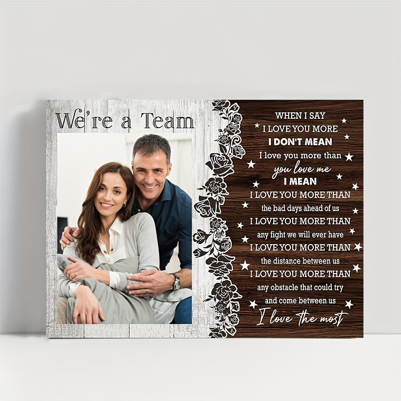 

Personalized Wooden Framed Canvas Print - A Team Couple Poster, Custom Photo Gift, Romantic Wall Art For Anniversary, Birthday, Home Decor - Wood Frame, 11.8"x15.7" - Includes Hanging Kit