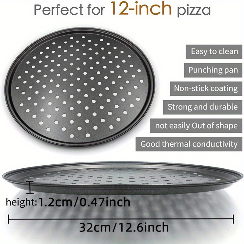 1pc 2pcs high quality non stick pan   ventilated   results oven safe 12 inch metal baking pan suitable for home and restaurant kitchens premium perforated pizza pan   easy to   perfect baking   details 0