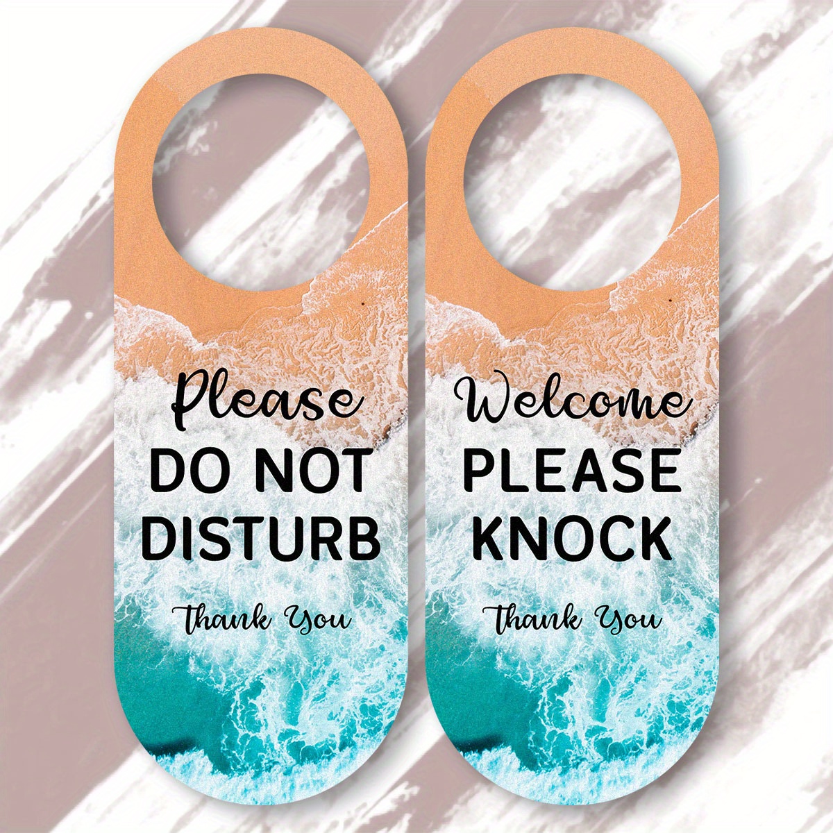 TEMU 2pcs Original Art Deco Ocean Beach Pattern Please Do Not Disturb Door Hanger Signs - Plastic Wall Mount Artwork For Living Room, Interesting