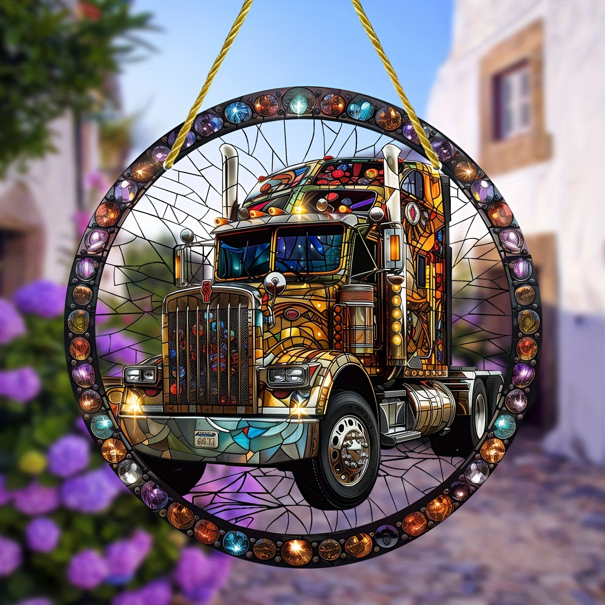 

Colorful Stained Glass Truck Suncatcher Ornament - 8 Inch, Decorative Window Hanging For Seasonal Decor, Porch, Home, Garden, Garage, Man Cave - Unique Birthday Gift Idea