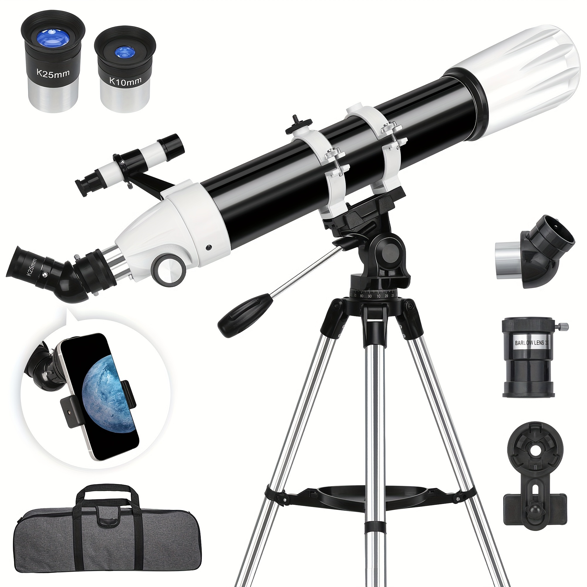 

Telescope, 90mm Aperture Astronomy For Adults - Professional High Powered Multi-coated Portable Refractor For Beginners With Travel Carry Bag, Phone Mount