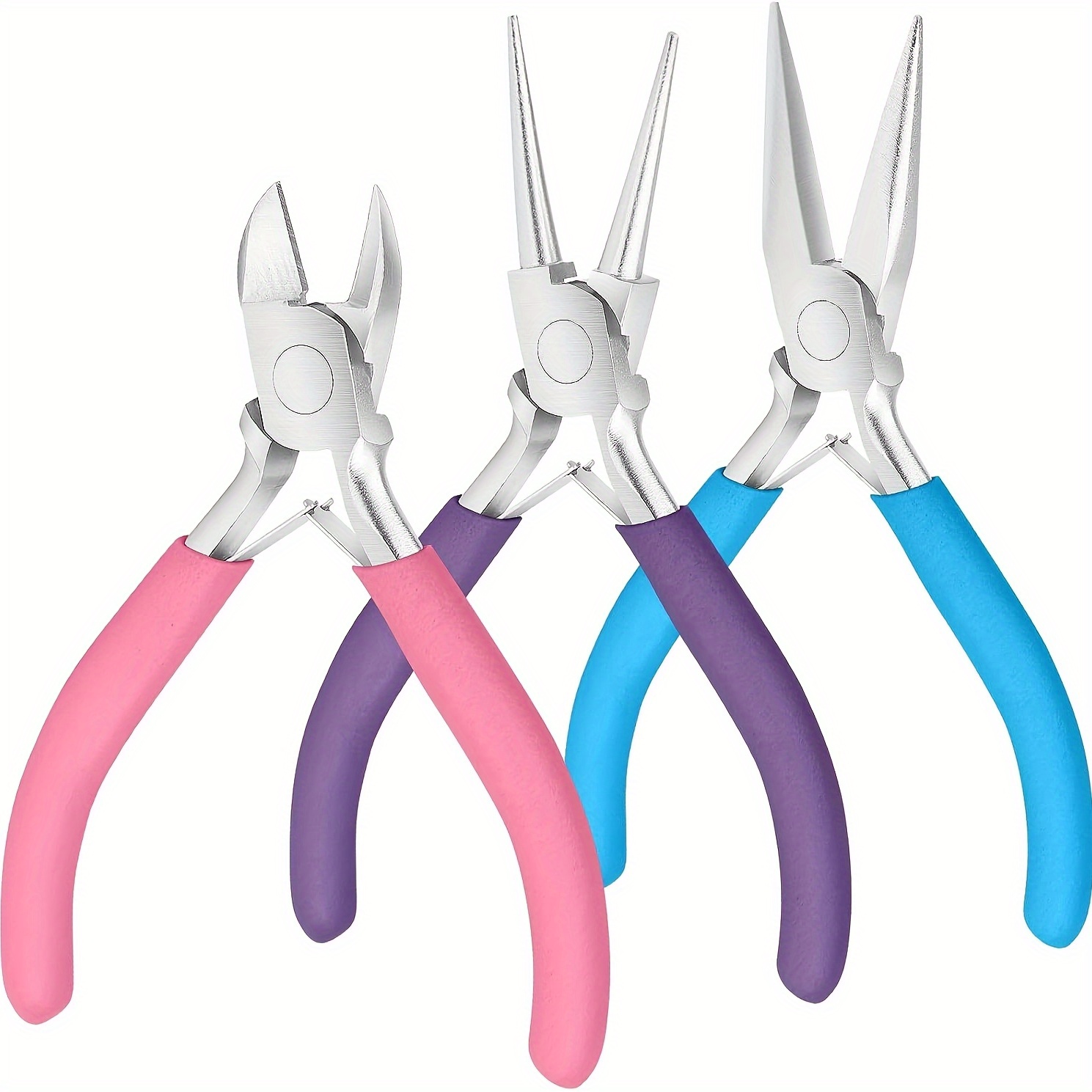 

3-piece Jewelry Making Pliers Set - Needle Nose, Round Nose & Wire Cutter For Diy Crafts, Beading & Repair - Durable Iron Construction Jewelry Making Tools Spacer Beads For Jewelry Making