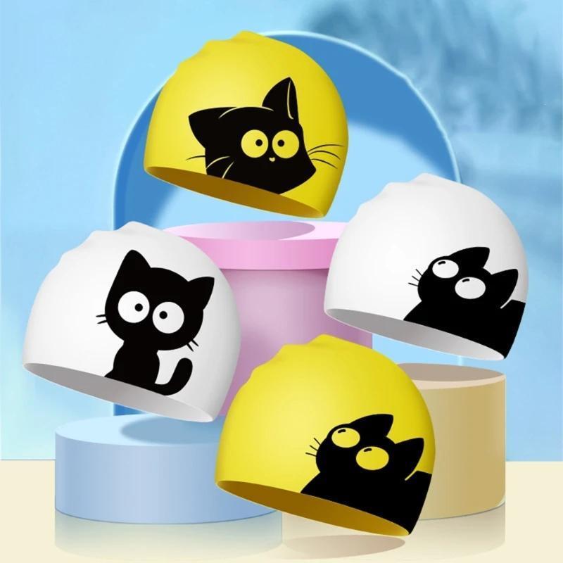 

Adorable Cat Long Swimming Cap, Swimming Cap Bath Cap Diving Cap