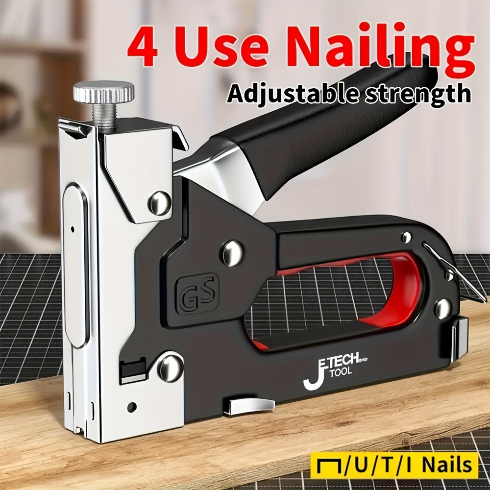

Jcjx 4-in-1 Heavy Duty Manual Nail Gun Kit With 800 Staples - Includes T, U, I & N Shapes For Home Decor, Furniture, Woodworking & Metal Projects, Lightweight 1.2lb