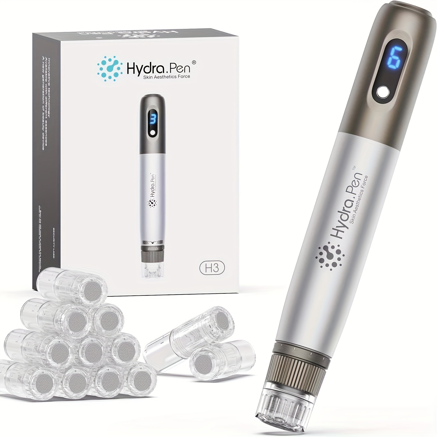 

. Pen H3 Professional Wireless Electric Pen With 12pcs Round Cartridges, Adjustable Liquid , Leakproof Design, Skin Care Beauty Tool For Serum