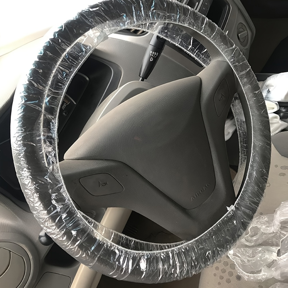 

100pcs Disposable Steering Wheel Covers, Waterproof & Anti-fouling, Clear Plastic - Car Maintenance, Repair & Interior Cleaning