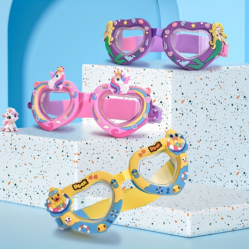 

Lunettes de natation mignonnes en silicone pour enfants, Waterproofs et antibuée, cadeau pour