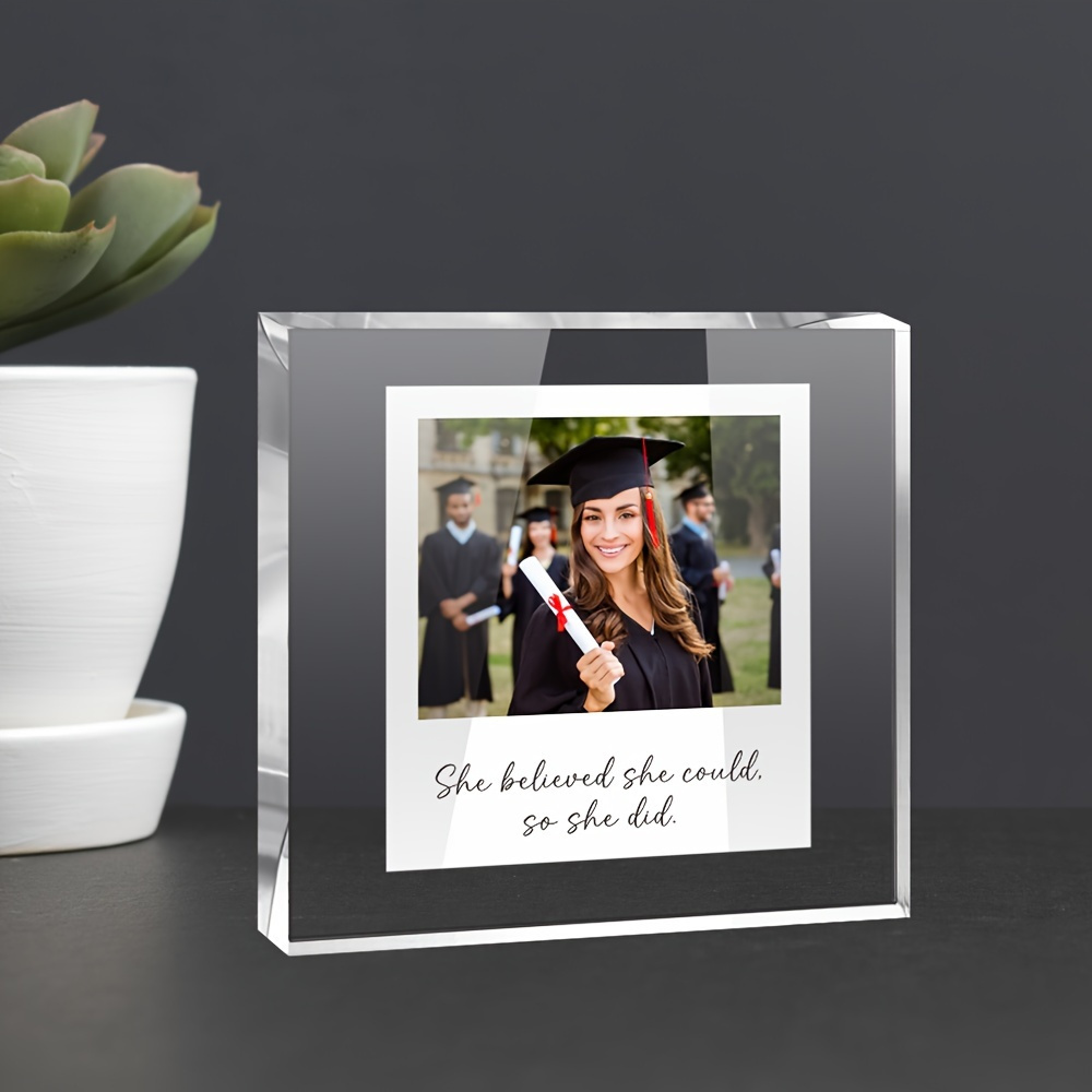 custom engraved acrylic photo frame personalized   mothers day   gift unique graduation keepsake creative illuminated picture block perfect customizable present for teachers and   details 6