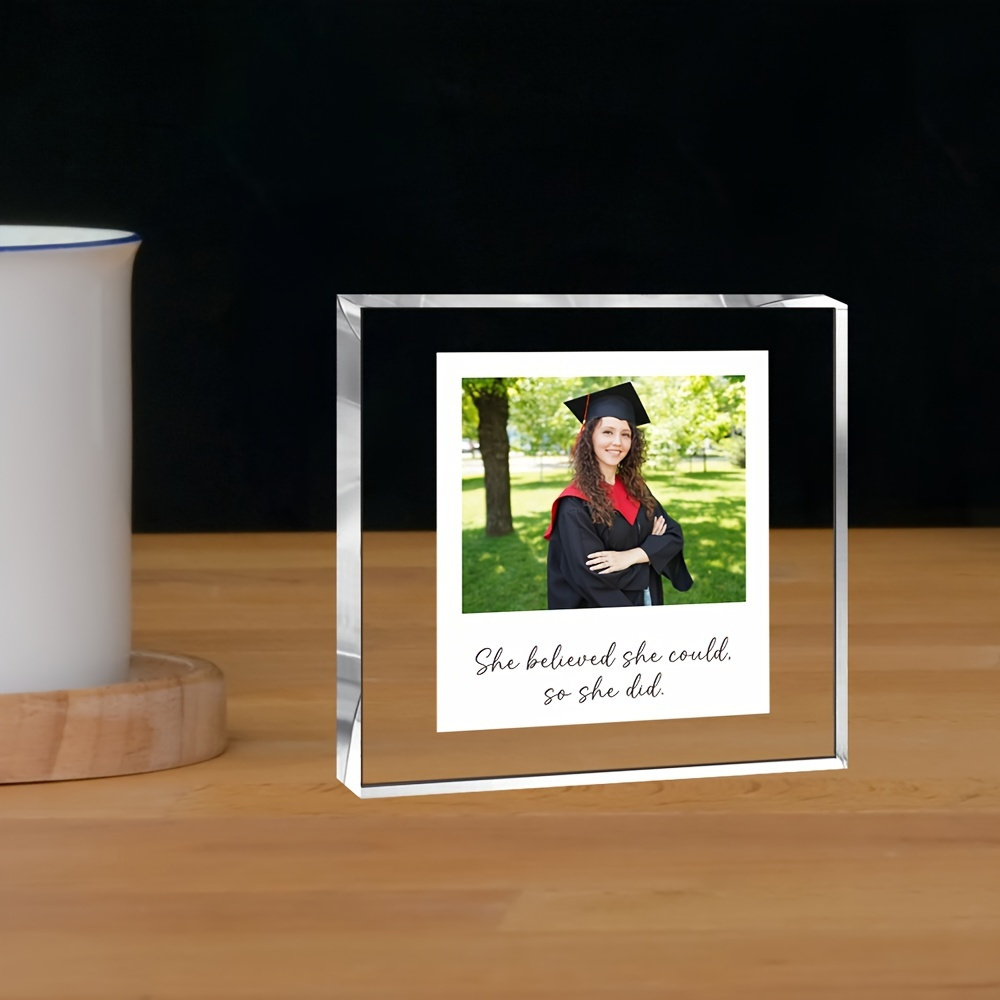 custom engraved acrylic photo frame personalized   mothers day   gift unique graduation keepsake creative illuminated picture block perfect customizable present for teachers and   details 4