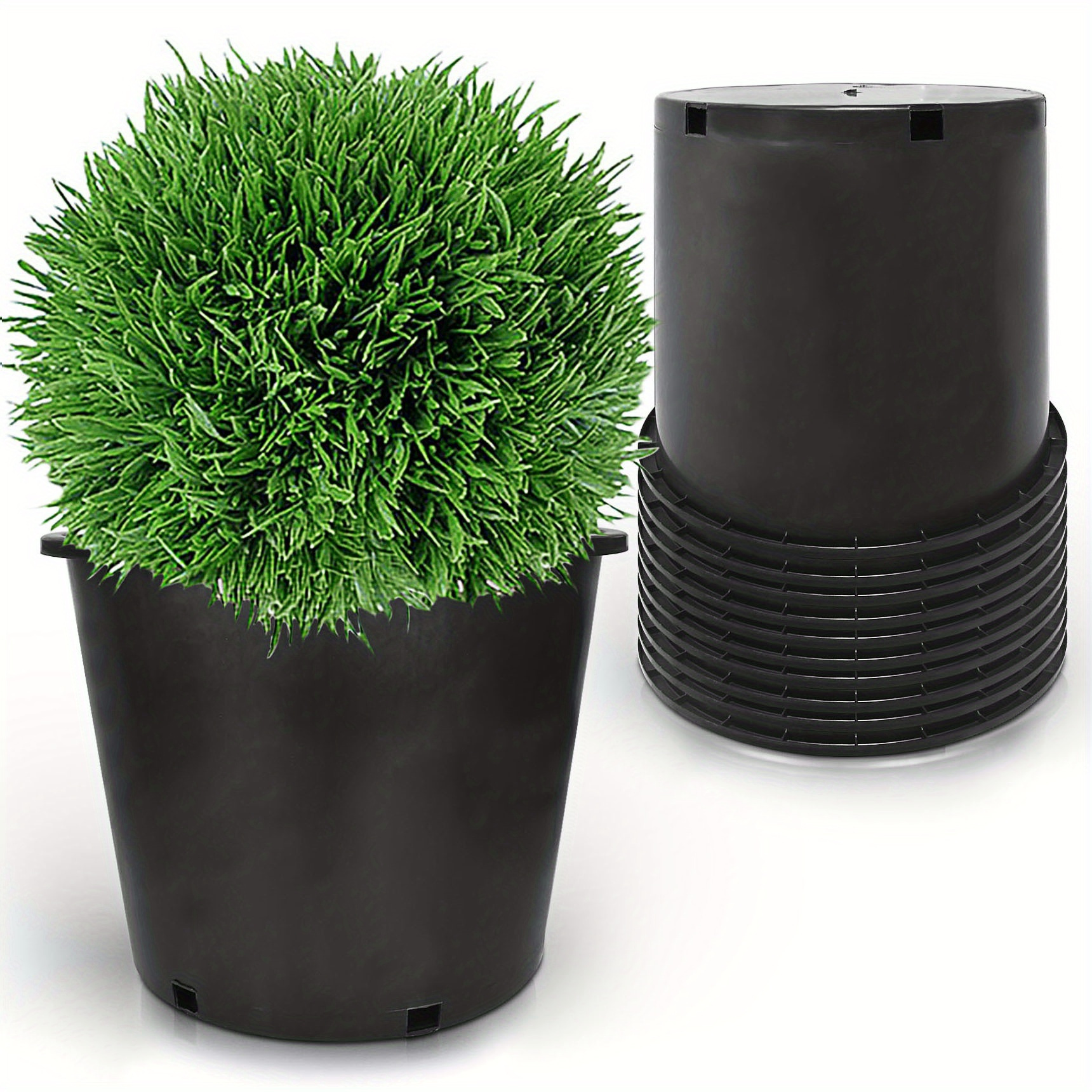 

10 Pack 7 Gallon Premium Black Nursery Pot Plant Container Garden Planter Pots For Indoor Outdoor Plants Seedlings Flowers Vegetables Seedling Cuttings