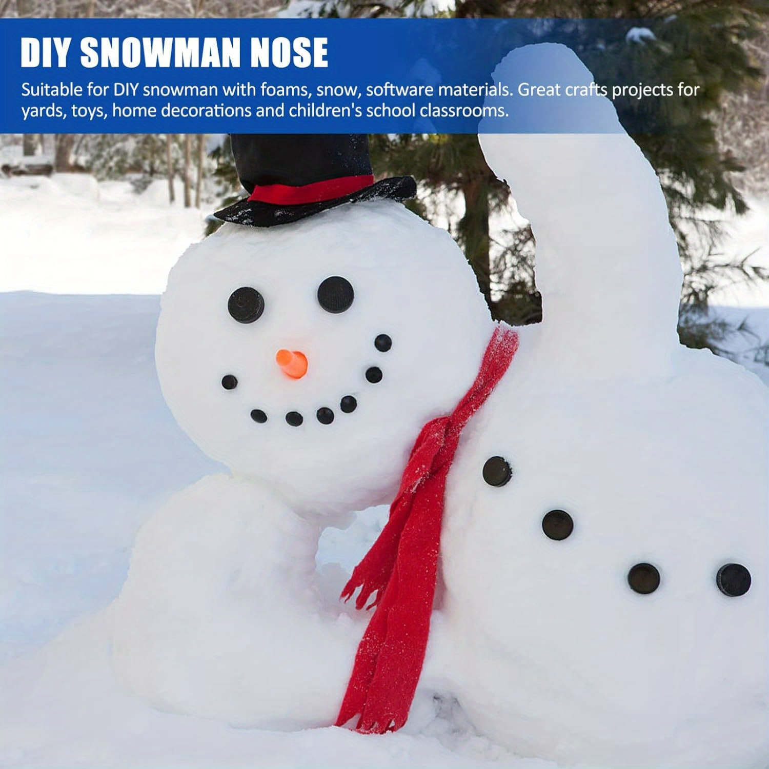 

20pcs Snowman Nose Craft Kit - Diy Shaped Decorations For Christmas, & Easter - No Battery Needed, Design