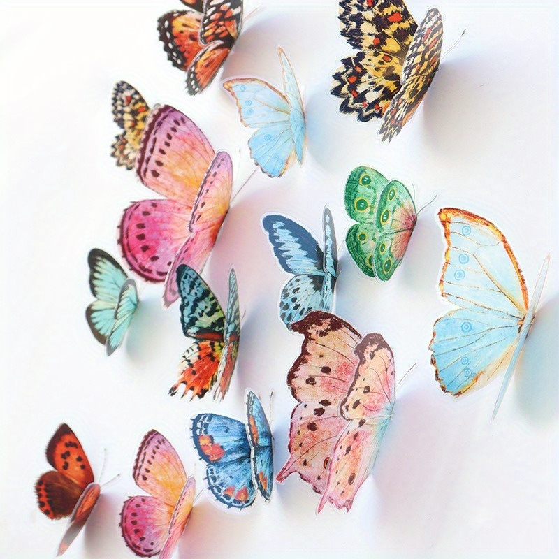 

36-piece Watercolor Butterfly Decorations Set - Pvc 3d Lifelike Butterflies For Weddings, Valentine's Day, And Party Decor, Suitable For Ages 14+ Classroom Decor Essentials