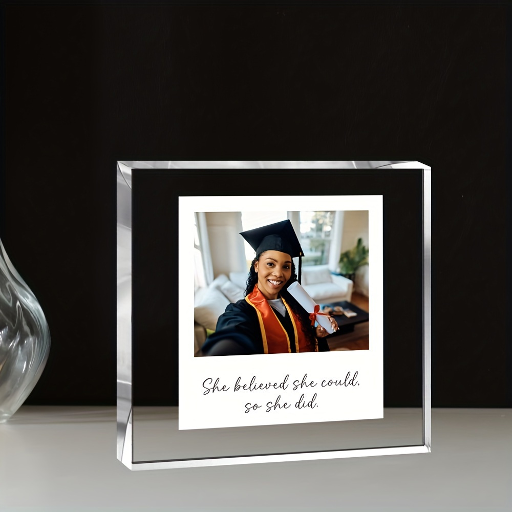 custom engraved acrylic photo frame personalized   mothers day   gift unique graduation keepsake creative illuminated picture block perfect customizable present for teachers and   details 2