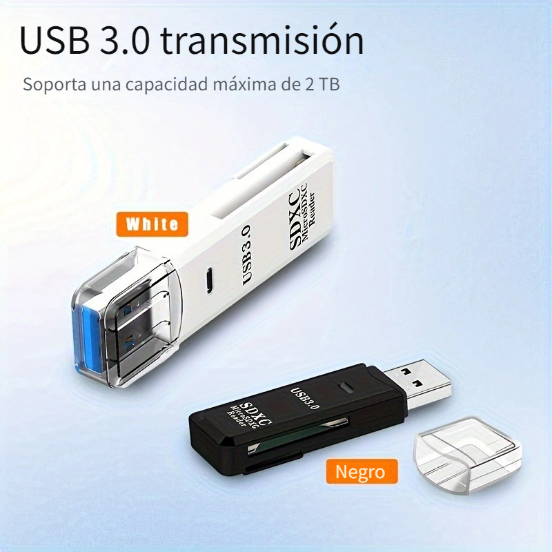 Lector de tarjetas micro SD USB3.0, lector de tarjetas SD 2 en 1 de 5 Gbps  a adaptador USB, lector de tarjetas de memoria Wansurs para tarjetas SDXC