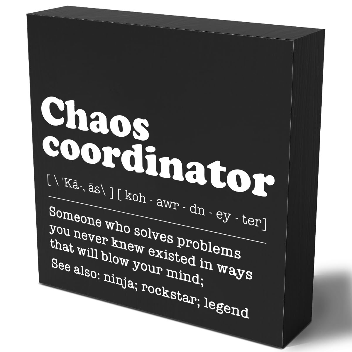 

1pc, Funny Office Wood Box Sign, Chaos Coordinator Sign, Funny Office Desk Decor For Women, Men, Coworker, Mom, Friends, Boss, Lady, Funny Chaos Coordinator Desk Decor For Coworkers, Women