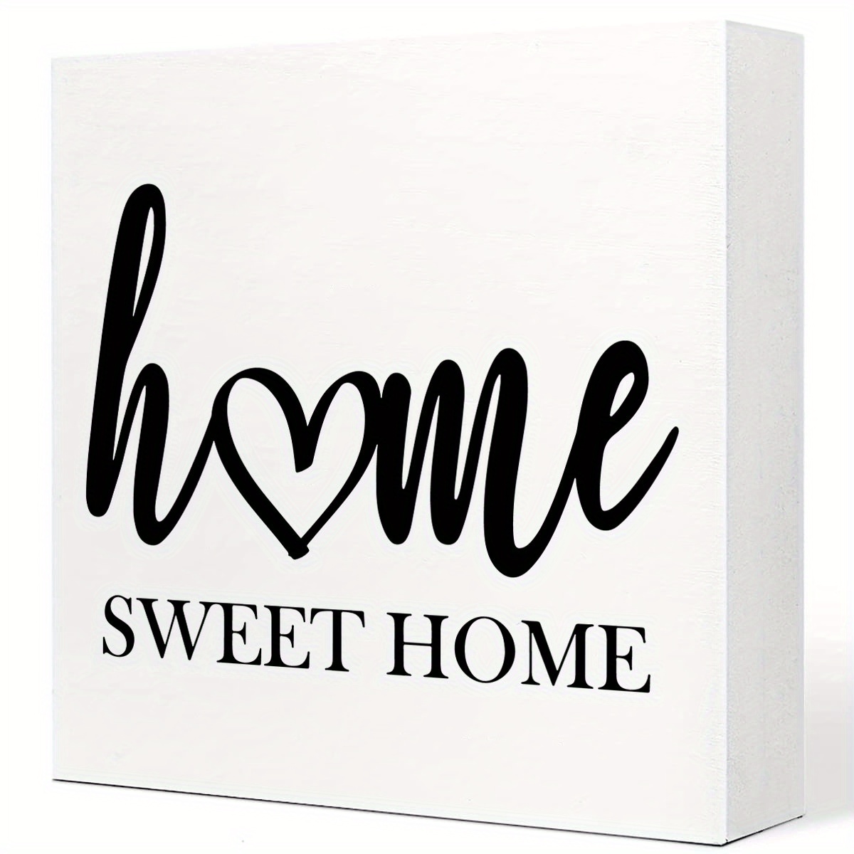 

1pc, Home Is Our Happy Place Wooden Box Sign, Decorative Family Farmhouse Wood Box Sign, Home Bedroom Living Room Decor Rustic Square Desk Sign For Shelf