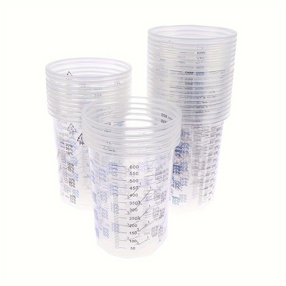 

10/50pcs Paint Mixing Calibration Cups, Plastic Paint Mixing Cups, 600ml Mixing Tank