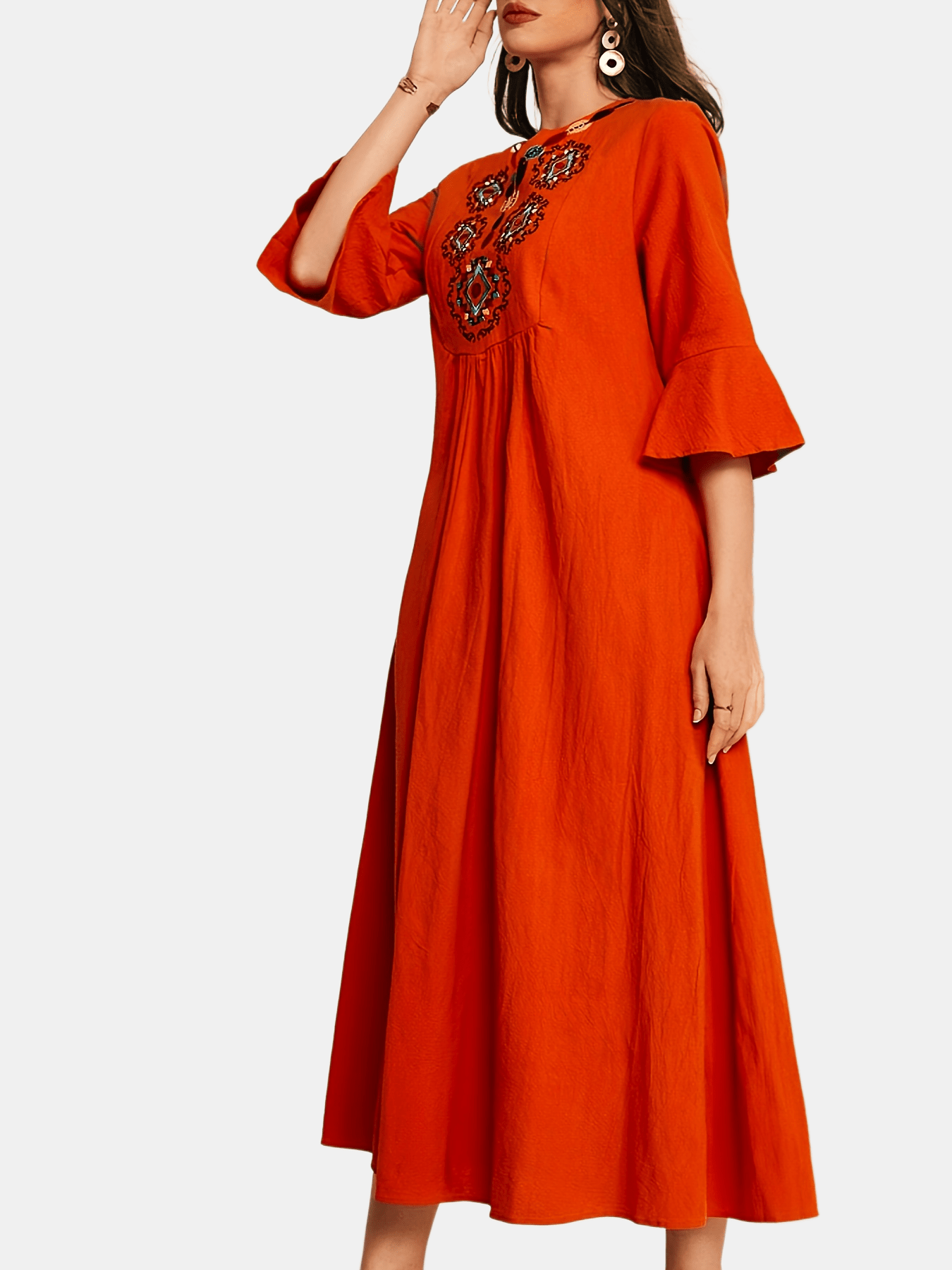 MADELEINE Midikleid Kleid Mit 3/4-Ärmeln Und Volant